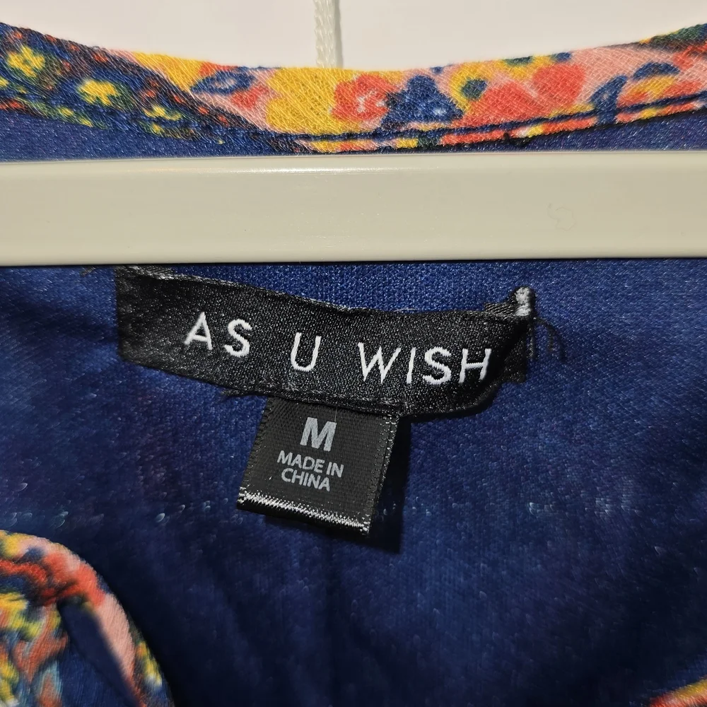 As U Wish Paisley Boho Maxi Dress Navy‎ Blue Size Medium